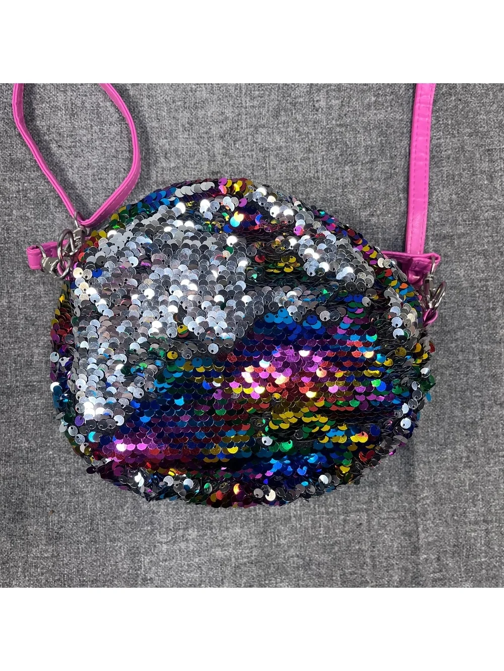 TY Beanie Boo Owl Sequin Crossbody Purse Pink Strap Plush Face Glitter Eyes